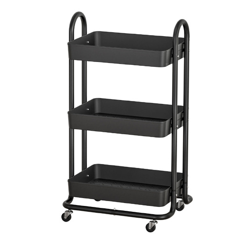 Storage Trolley Kitchen Cart 3 Tiers Rack Shelf Organiser Wheels