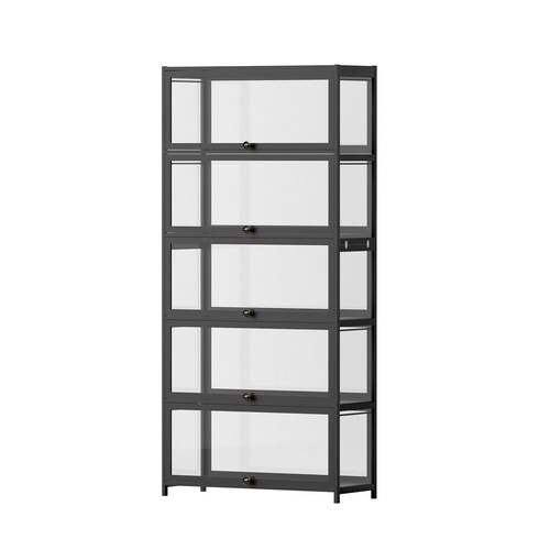 5-Tier Display Cabinet Storage Bookshelf Clear Shelf