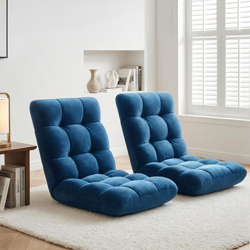2PCS Floor Lounge Sofa Bed Flannel Fabric
