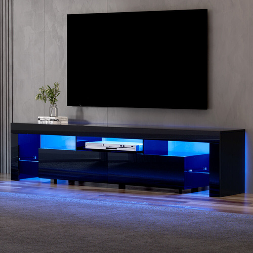 TV Cabinet Entertainment Unit Stand RGB LED Gloss Furniture 200cm