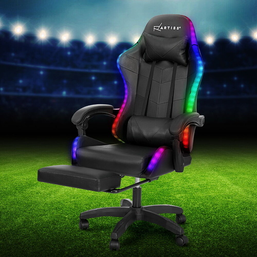 6 Point Massage Gaming Office Chair 7 LED Footrest