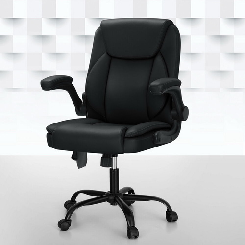 2 Point Massage Office Chair Leather Mid Back
