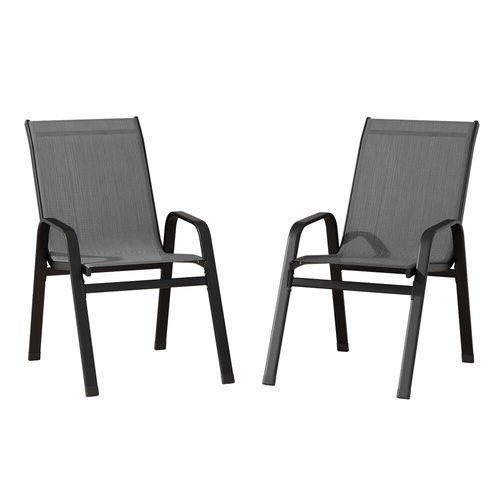 2PC Outdoor Dining Chairs Stackable Lounge Chair Patio Furniture