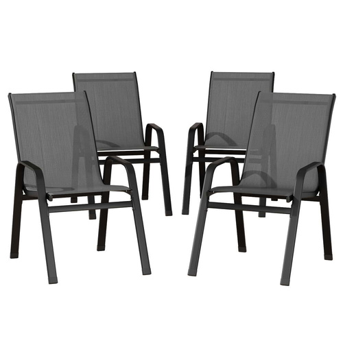 4PC Outdoor Dining Chairs Stackable Lounge Chair Patio Furniture