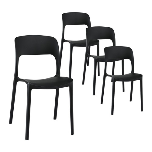 4PC Outdoor Dining Chairs Stackable PP Patio Chair Garden Furniture