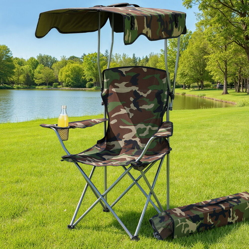 Camping Chair With Canopy Folding Outdoor Portable Seat Lightweight Beach Picnic Fishing Capacity