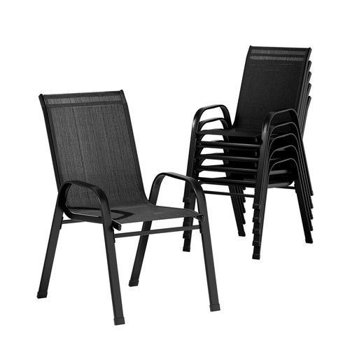 6PC Outdoor Dining Chairs Stackable Lounge Chair Patio Furniture