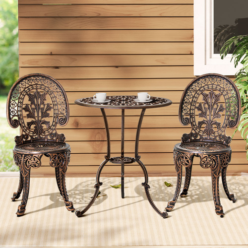 3PC Patio Furniture Outdoor Bistro Set Dining Chairs Aluminium