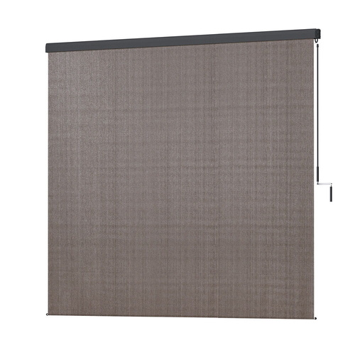 Outdoor Blinds Awning Roll Down Retractable Knit Fabric Outdoor Blinds Window Shade Brown