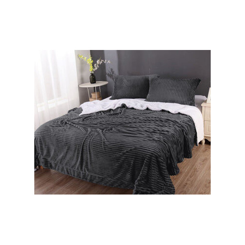 stripe flannel sherpa blanket queen