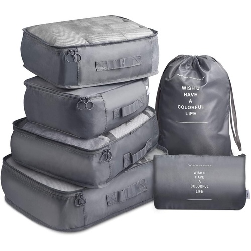 6 Pcs Waterproof Compression Packing Cubes Large Travel Luggage Organizer Storage