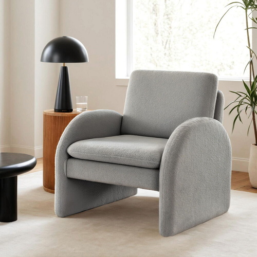 Armchair Accent Chair Lounge Tub Sofa Couch Curved Arm Seat Boucle