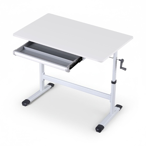 Manual Standing Desk Height Adjustable Workstation Computer Desks Study White