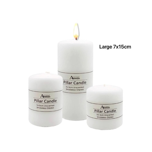 bulk 24 Unscented White Pillar Candle
