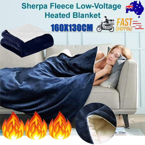 Double-side Flannel Heated Electric Throw Rug Blanket Fast Heating Warm Washable