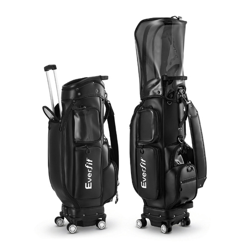 Golf Cart Bag Rolling Buggy Club Organiser Synthetic Leather