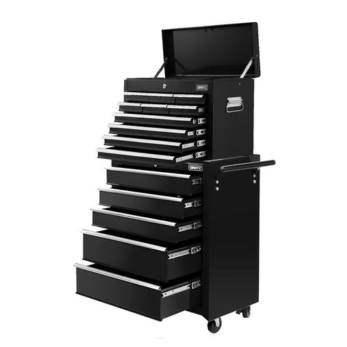 15 Drawers Tool Chest Trolley Toolbox 2-in-1 Storage