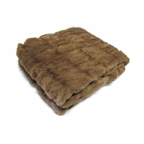 Harper Soft Ruched Pattern Faux Fur Throw Rug 127 by 152 cm