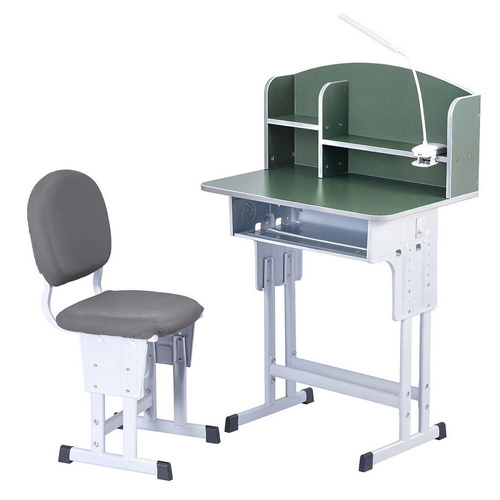 Kids Study Desk Chair Set Adjustable Ergonomic Table LED Lamp