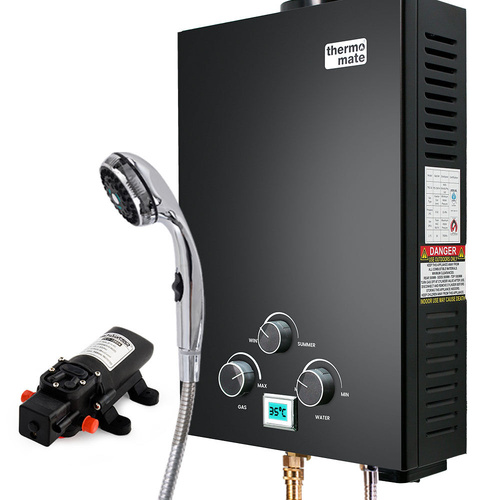 Thermomate Portable Gas Outdoor Camping Hot Water Heater System, with 12V Pump, Shower Head