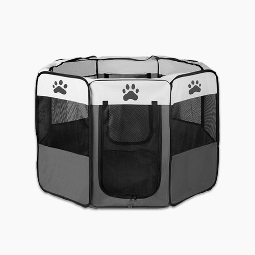 8 Panel Pet Dog Cat Crate Play Pen Bags Kennel Portable Tent Playpen Puppy Cage Grey