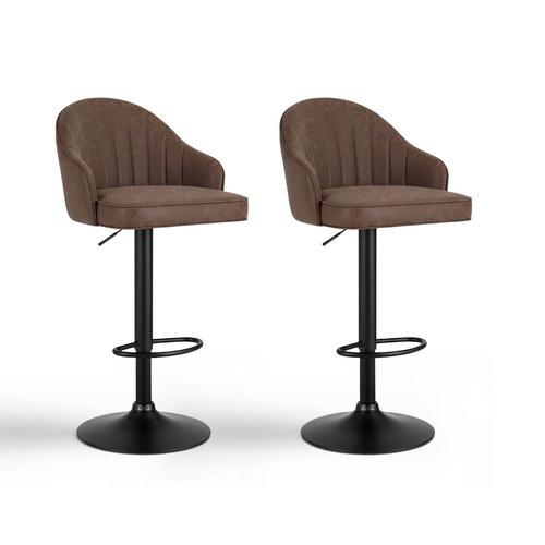 2x Bar Stools Kitchen Swivel Gas Lift Counter Chair Shell Leather