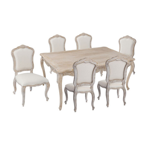 Oak Wood White Washed Finish Dining Set
