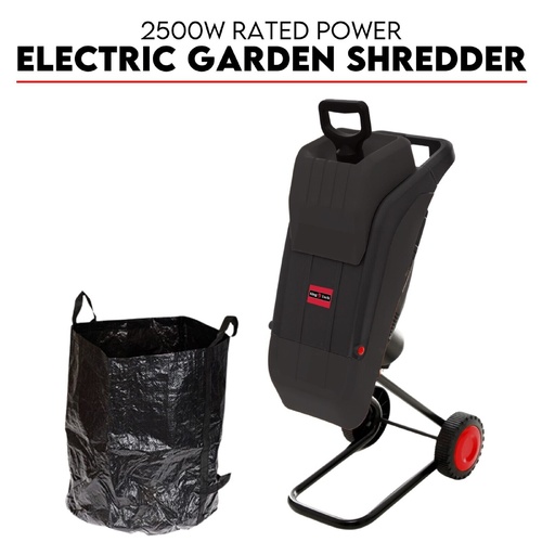 2500W Electric Garden Mulcher Shredder Portable Wood Chipper on Wheels w bag