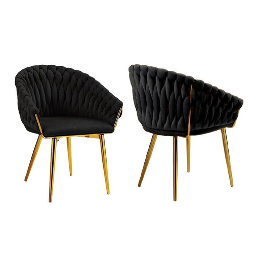 SERENIT‚àö‚Ä† Modern Velvet Dining Chairs, Upholstered Living Room Chair with Woven Back and Golden Metal Legs, Mid-Century Accent