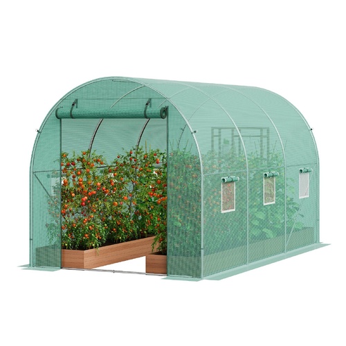 Walk-in Tunnel Greenhouse Galvanized Frame PE Cover Green