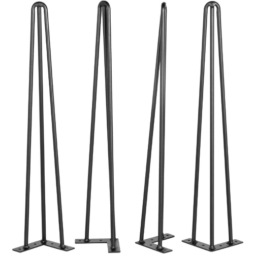 VEVOR Hairpin Table Legs Black Desk Legs Each 220lbs Capacity Hairpin Desk Legs 3 Rods for Bench Desk Dining End Table Chairs Carbon