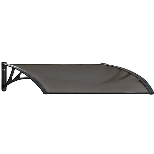 SHADE SHIELD Aluminium Exterior Awning, Black DIY External UV Rain Protection Tinted Polycarbonate Canopy Cover Grey