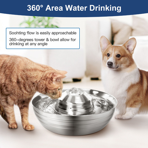 Automatic Electric Pet Water Fountain Dog Cat Stainless Steel Feeder Bowl Dispenser