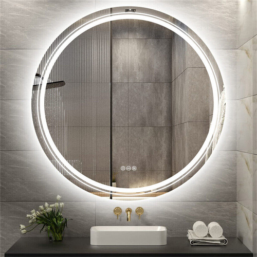 LED Bathroom Mirror Anti-fog Circle Backlit HD
