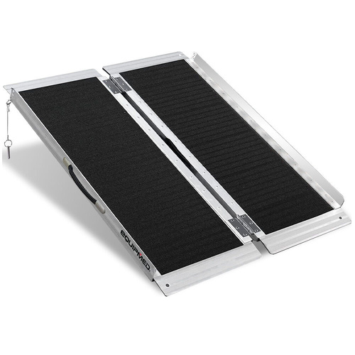 EQUIPMED Portable Folding Aluminium Access Ramp, 272kg Rated, Black Ultra-Grip, for Wheelchair, Mobility Scooter
