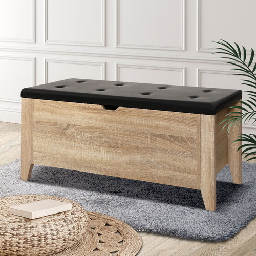 Storage Ottoman Blanket Box Leather