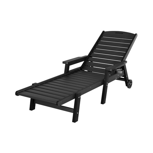 Sun Lounge Lounger Beach Chair HDPE Patio Outdoor Furniture with Wheels Sun Lounges Range 2