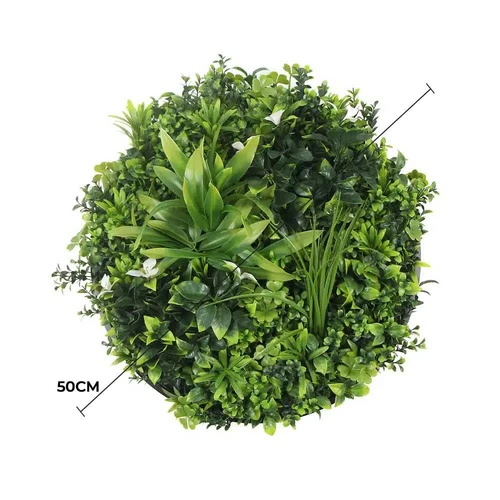 Slimline Flowering Artificial Green Wall Disc UV Resistant (Black Frame) White