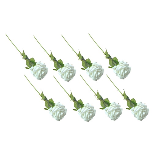 Artificial Single Stem Rose - - Stems White