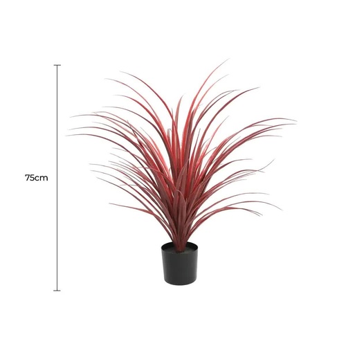 Burgundy Potted Artificial Long Grass (Yucca Grass) UV Resistant