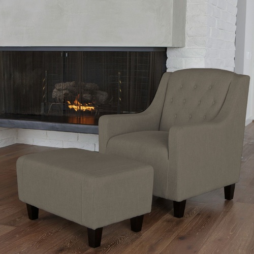 Canberra Fabric Armchair & Ottoman in Linen