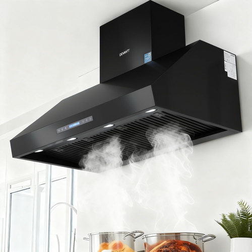 Commercial BBQ Range Hood Dual Motor W Remote Control Black