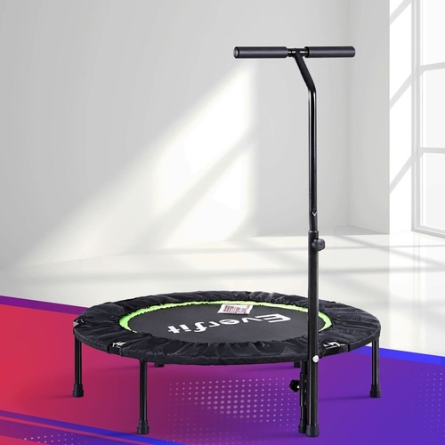 Fitness Foldable Trampoline Jumping Rebounder Home Gym Handrail