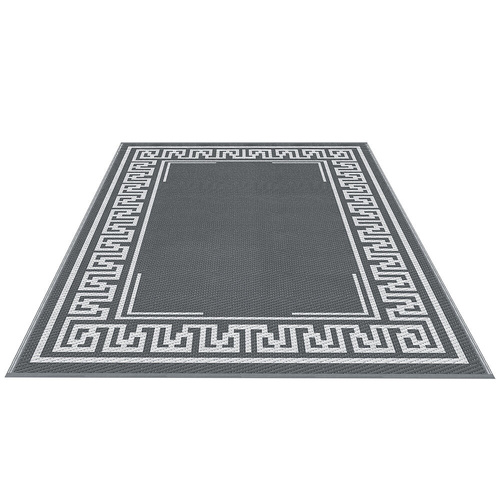 Outdoor Rugs Large Carpet Reversible Area Mat PP Dual-Sided Patio Rug Greek Key