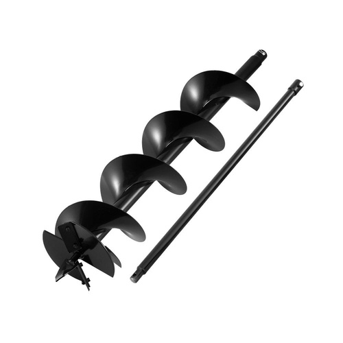 Post Hole Digger Auger Drill Bit with 80cm Extension Shaft Black
