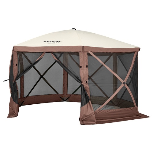 VEVOR Pop Up Gazebo Tent, Pop-Up Screen Tent 6 Sided Canopy Sun Shelter with 6 Removable Privacy Wind Cloths & Mesh Windows, Quick Set Scr
