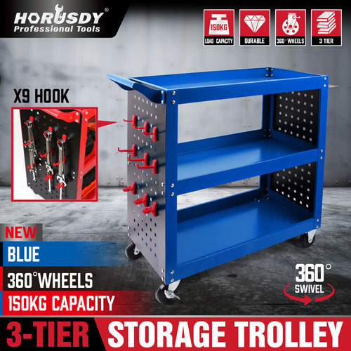 3-Tier Tool Cart Storage Trolley Toolbox Workshop Garage Organiser 150kg