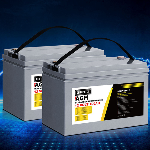 AGM Deep Cycle Battery x2 Box Portable Solar Caravan Camping