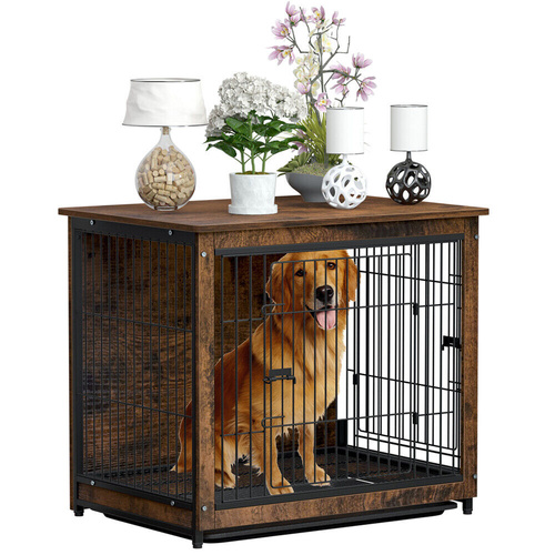 Wooden Dog Crate Kennel End Table Nightstand