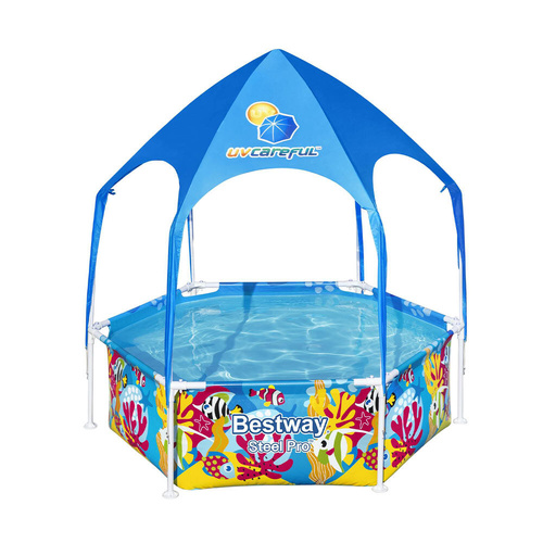 Kids Pool Steel Frame Swimming Play Pools Canopy